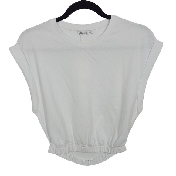 Zara Tops - *SOLD* Zara Womens T Shirt Size M White Cropped Short Sleeve Open Back Top
